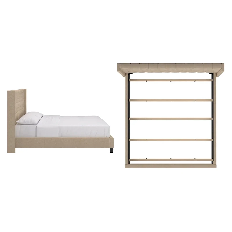 Wingback Button Tufted King Bed