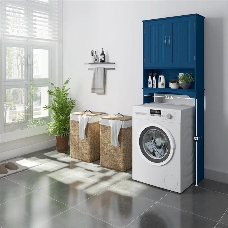 Grey/Espresso/Navy Blue/White Over-Toilet Storage Shelf, 3-Tier, Open & Cabinet Style