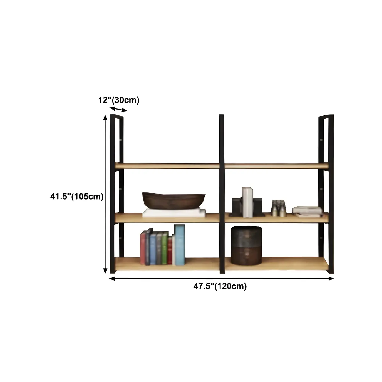 Industrial Wall-Mounted 3-Tier Wood Display Shelf