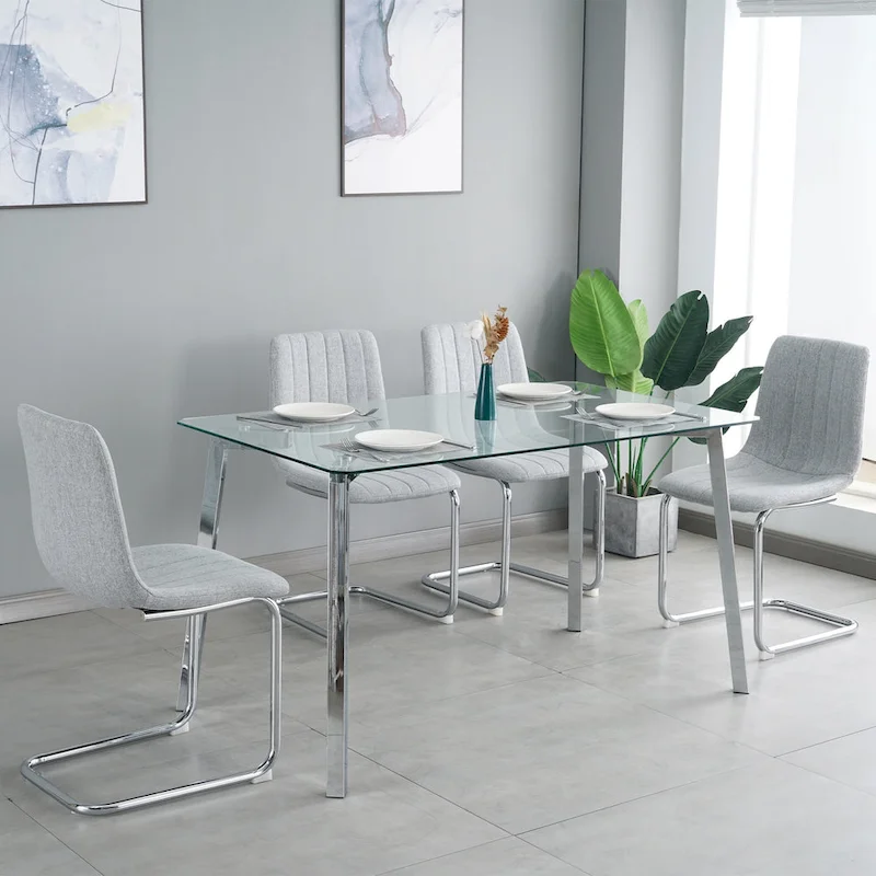 Set of 4 Modern Dining Chair with Metal Legs
