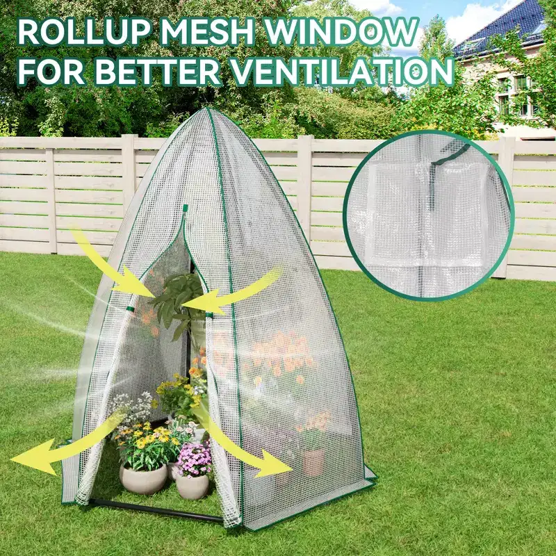 UPTIOT All-Season Greenhouse with Roll-Up Mesh Window & Multi-Weather Protection
