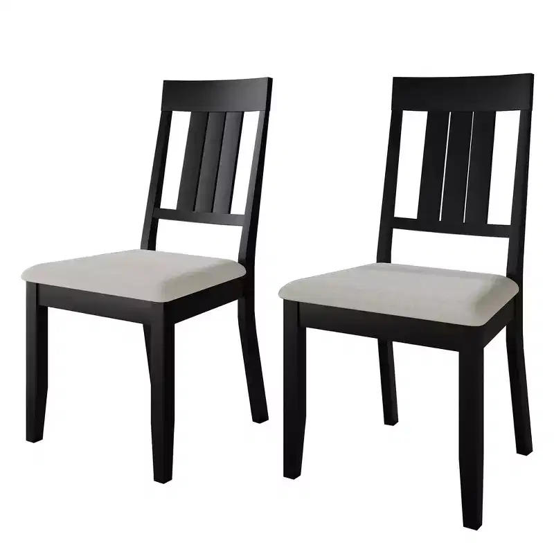ChaletPosh Wooden Dining Chair With Warm Grey Cover (Set of 2)