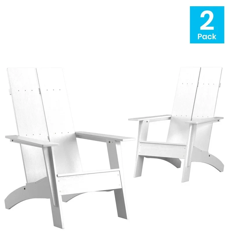 Modern Dual Slat Back Adirondack Style Chairs, Set of 2