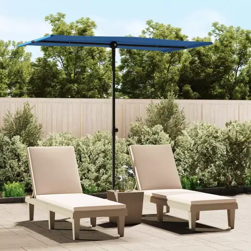 vidaXL Garden Parasol Azure blue 100% polyester, aluminum Large