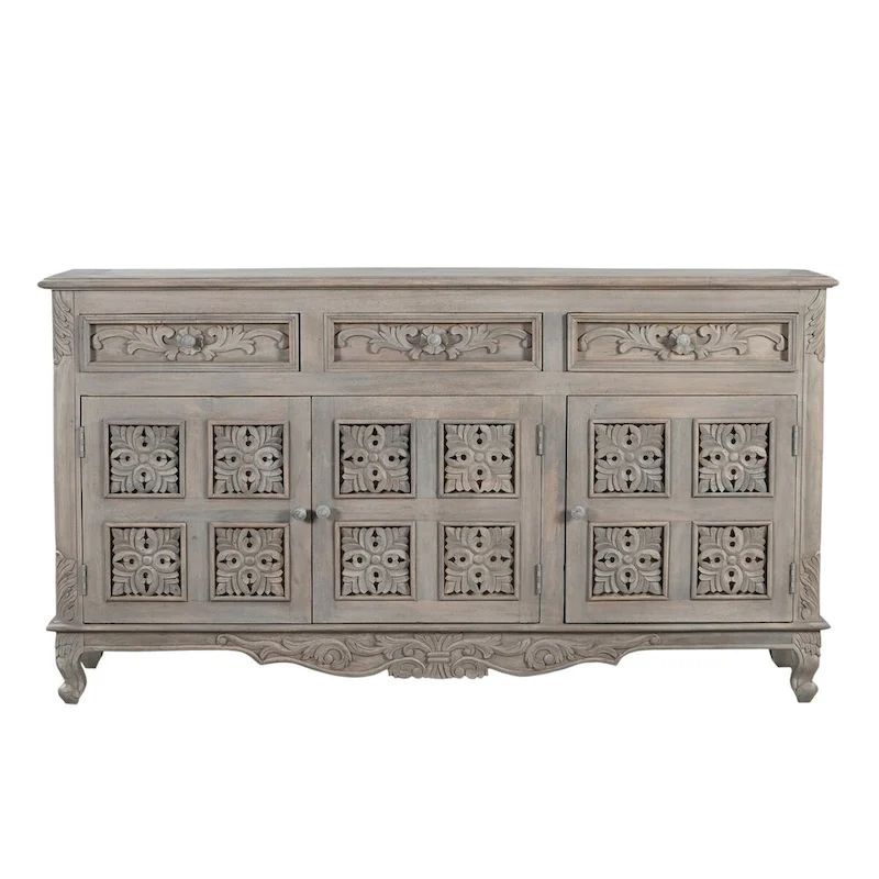 Clara 3-drawer 3-door Carved Solid Wood Sideboard
