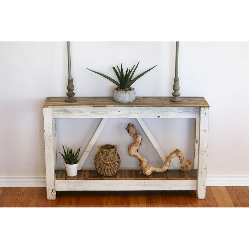 Natural Reclaimed Wood A-Frame Console Table - Single Use