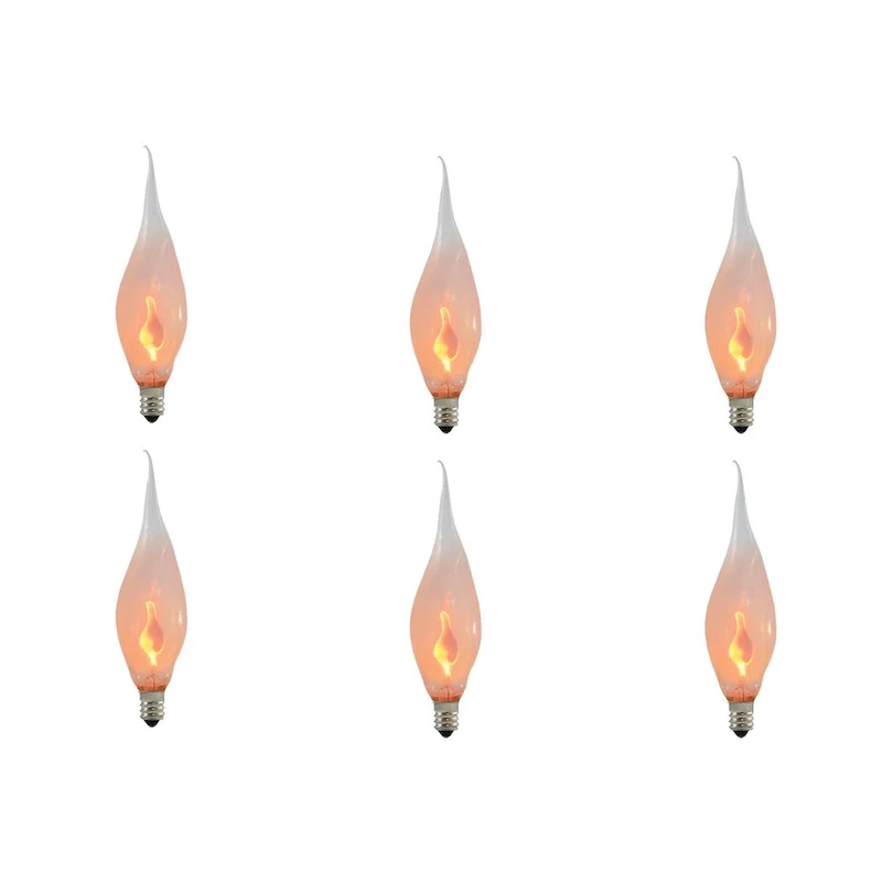 Bulbrite Pack of (12) 3 Watt Dimmable Silicone CA5 Incandescent Light Bulbs with Candelabra (E12) Base, 2700K Flame Flicker