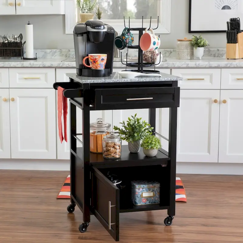 Mobile Kitchen Cart with Granite Top