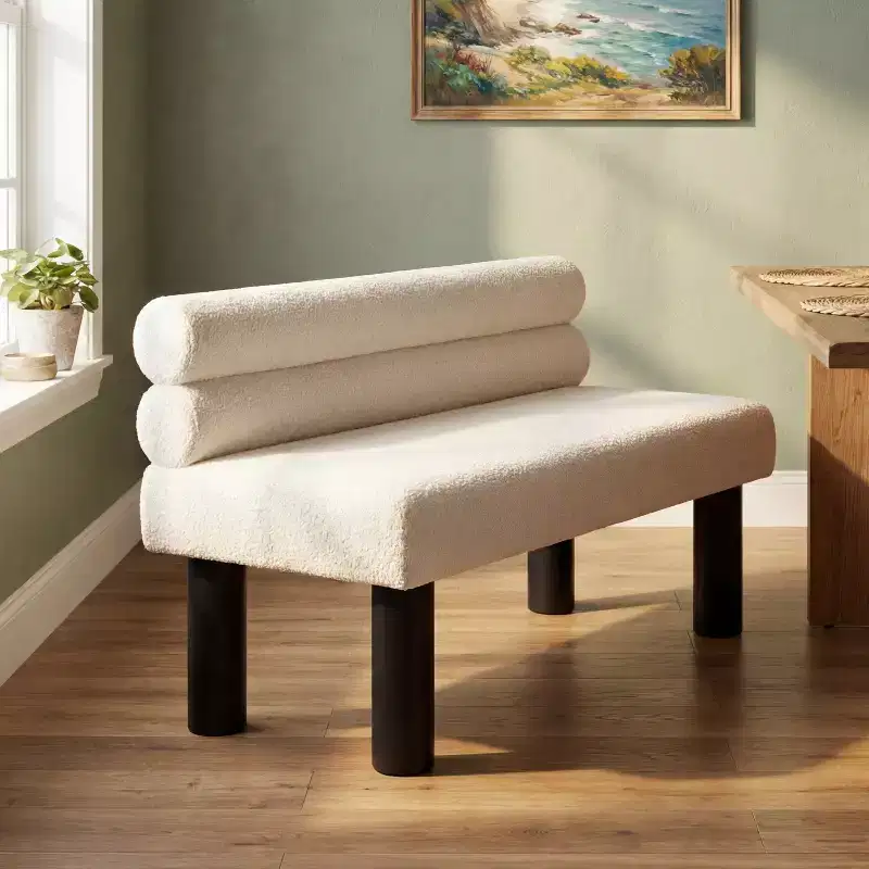 Christopher Knight Home Contemporary Rubberwood Upholstered Dining Bench with Backrest