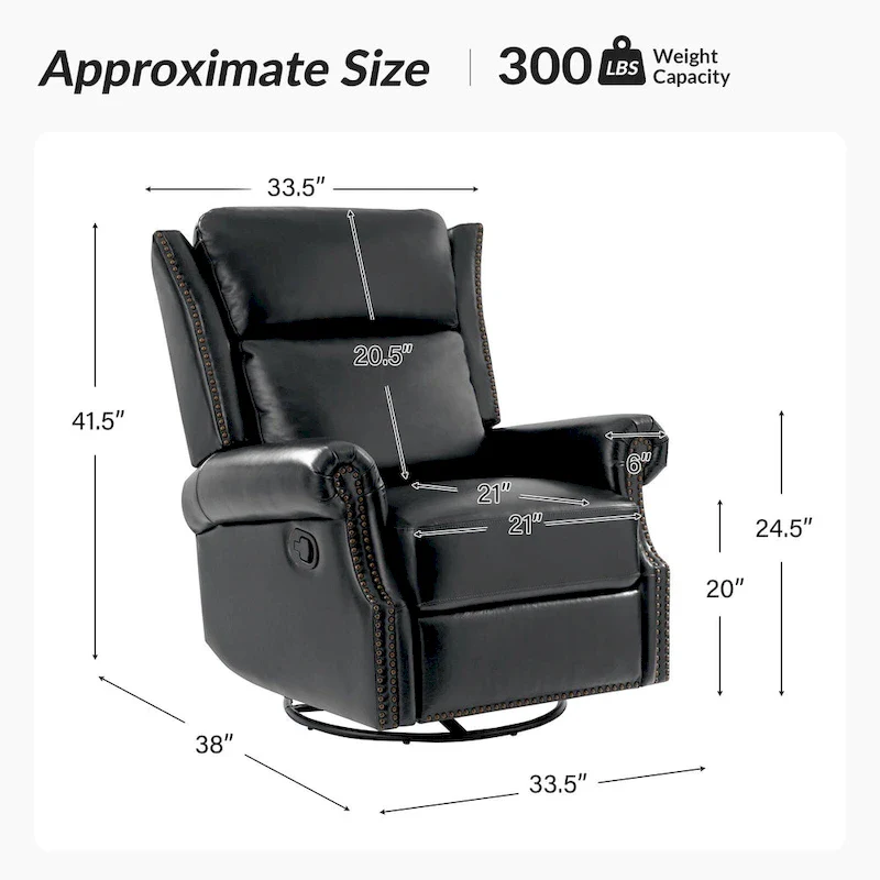 Viviana Traditional Genuine Leather Manual Swivel Glider Recliner Set of 2