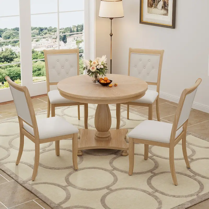 Lak Retro 5-Piece Dining Sets with Upholstered Chairs by GDFStudio