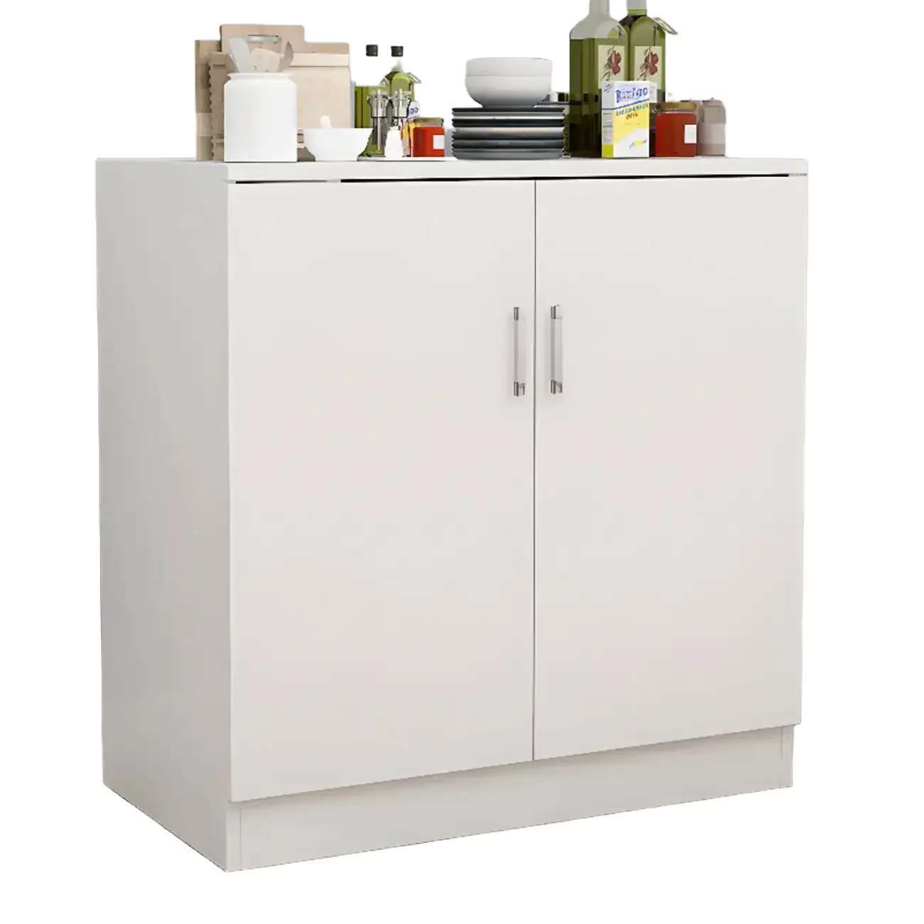White Wooden Freestanding Rectangle Storage Cabinet