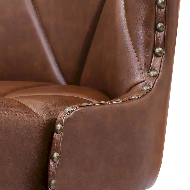 26 in. Faux Leather Swivel Bar Stool - Mid-Century Modern