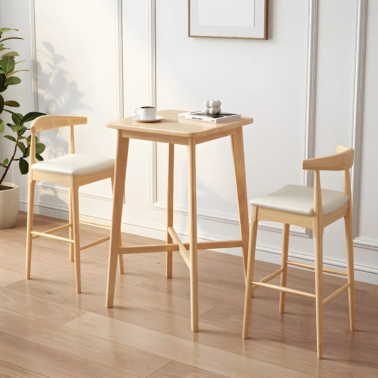 Modern Rubber Wood Square Bar Height Table