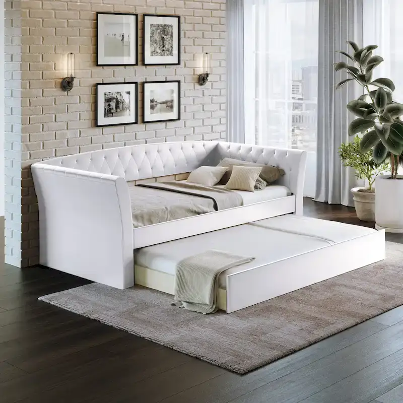 St. Ives Faux Leather Upholstered Day Bed with Trundle