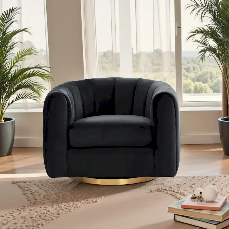 Cardiff Mid Century Modern Comfy Swivel Accent Chair