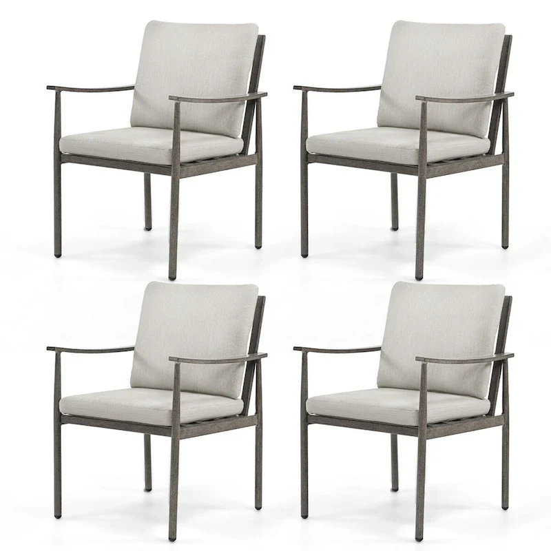 SleekLine 4-Piece Aluminum Patio Dining Chairs with Cushions