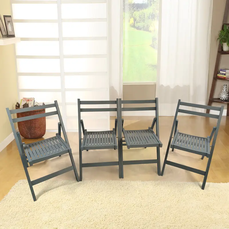 Furniture Slatted Wood Folding Special Event Chair,Set of 4