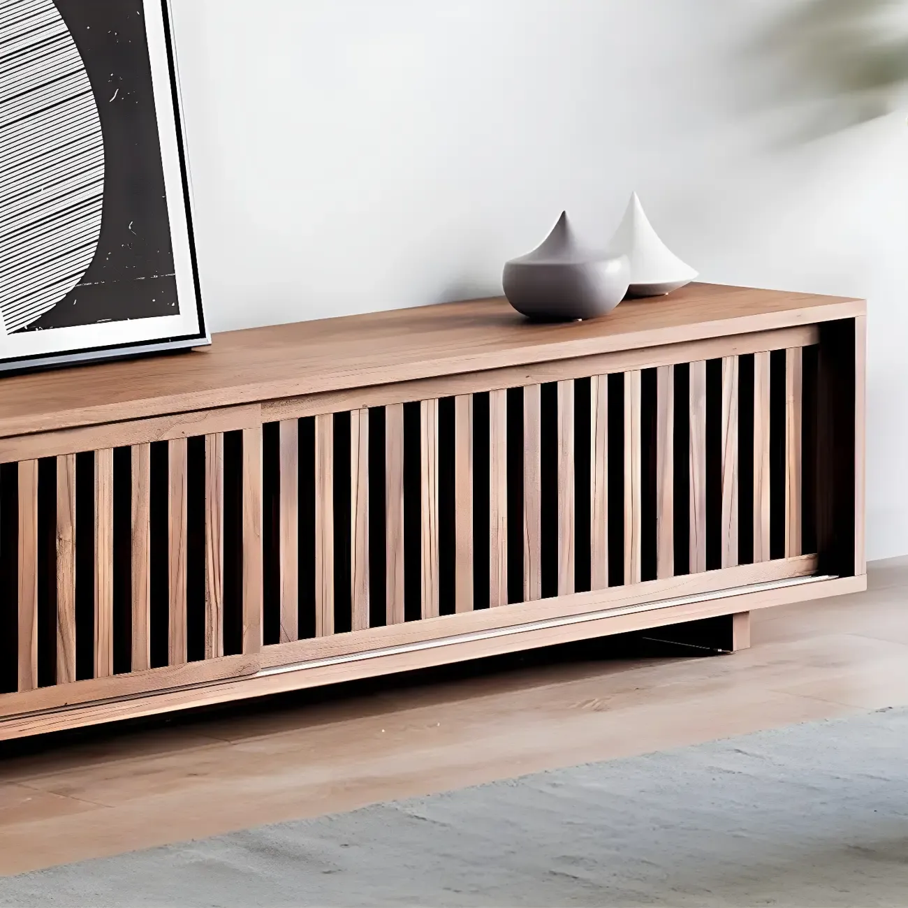 Modern Wood TV Stand Entertainment Center