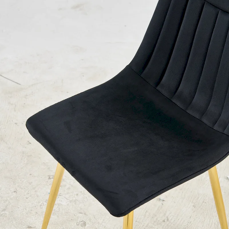 Gold+Black 23.22 Armless Dining Chairs with Elegant Golden Legs (Set of 4)