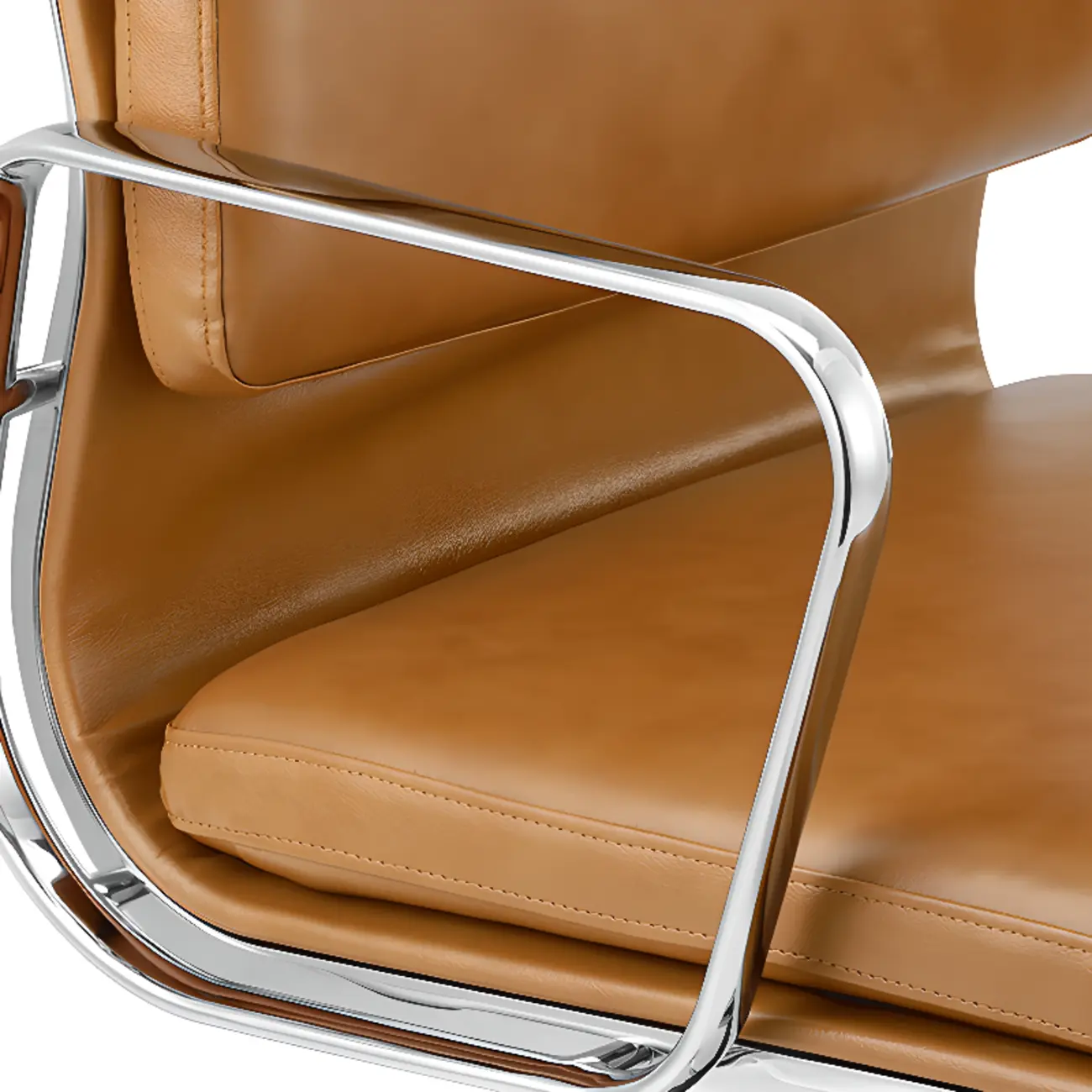 Modern Silver Metal White Leather Swivel Office Chair