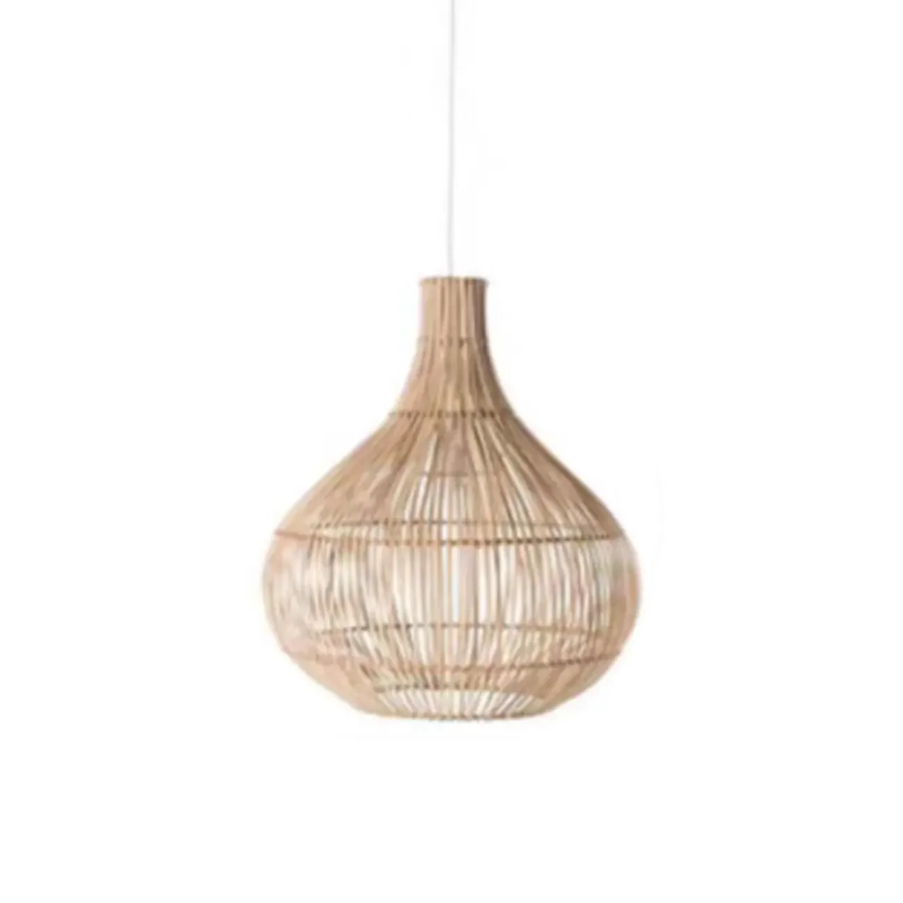 Wabi-Sabi Style Rattan Lantern LED Pendant Lamp for Living Room