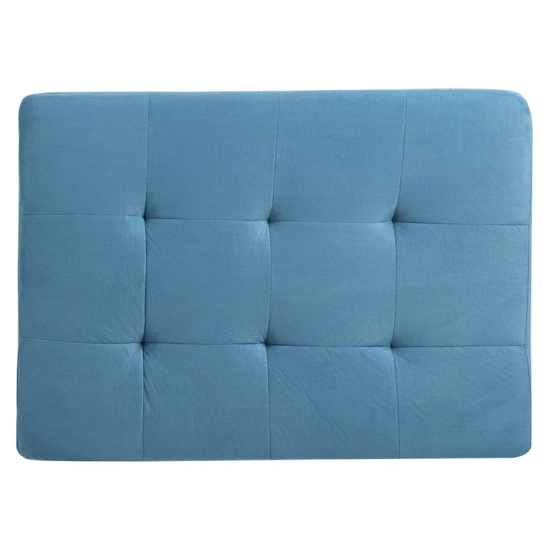 Rectangular Button-Tufted Microsuede Ottoman