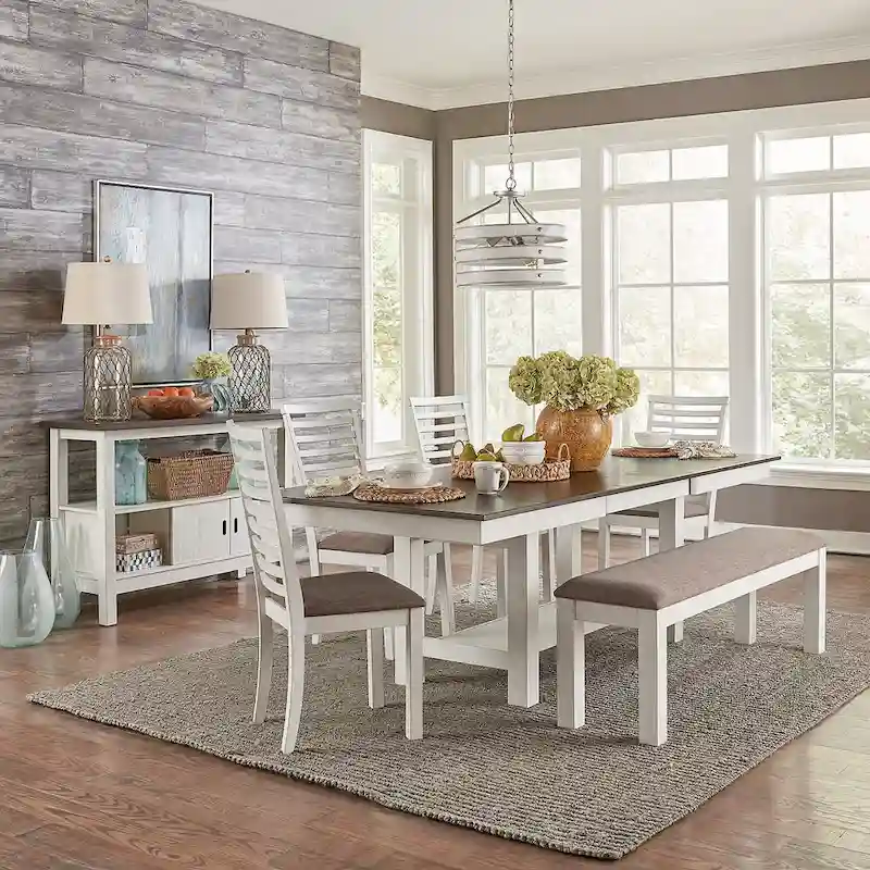 White Trestle Table with Chairs - 5, 6, or 7 Pieces