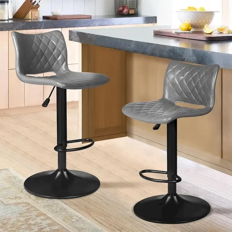 Bossin Bar Stools Set of 2 Height Adjustable,Swivel Counter Height Bar Stools with Back