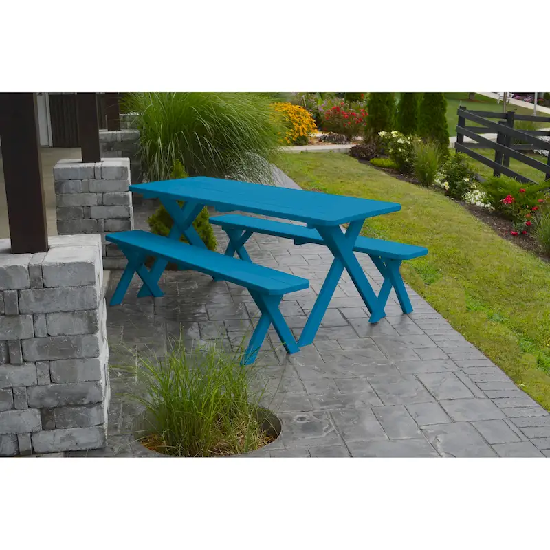 Pine 5' Cross-Leg Picnic Table with 2 Benches