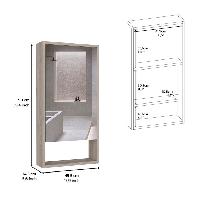 Medicine Cabinet Irvine, One External Shelf, White Finish,High quality and durable
