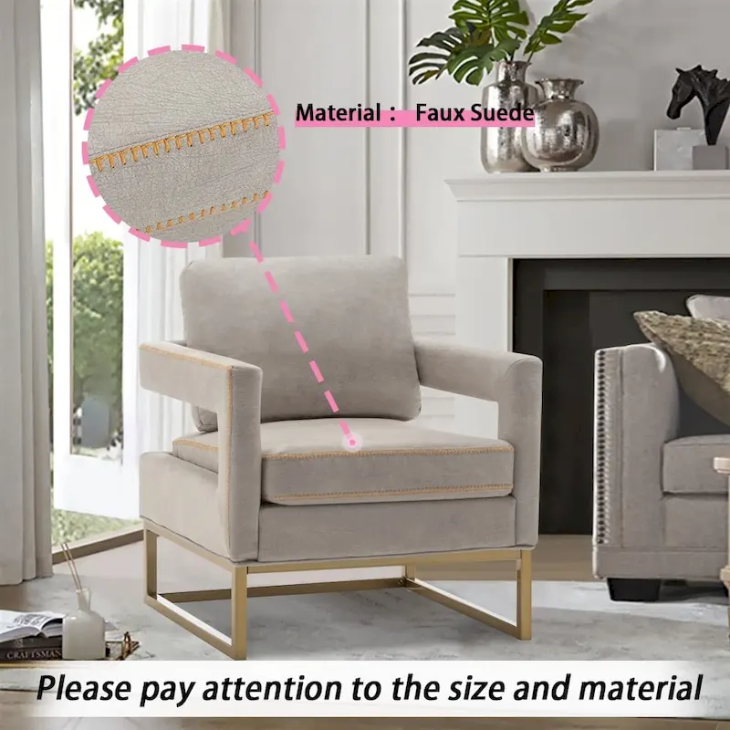 Modern Arm Accent Chair, Mid Century Living Room Chair Upholstered Lounge Chair