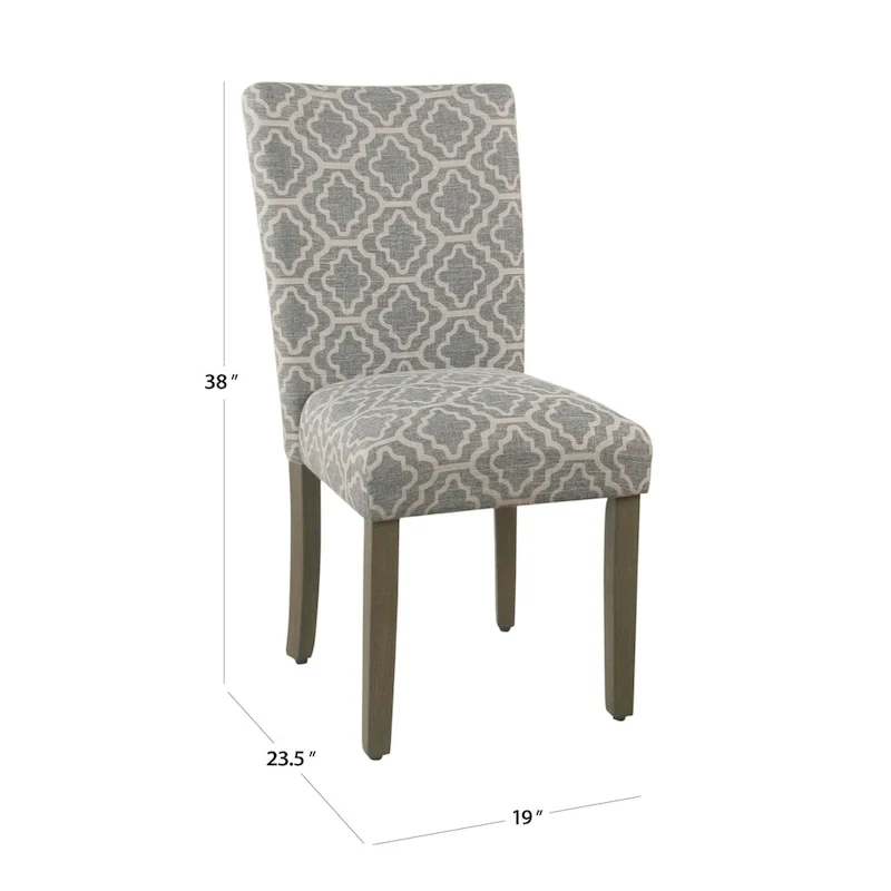 HomePop Parsons Ash Grey Geometric Dining Chair (Set of 2)