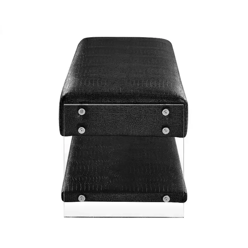 Inspired Home Galileo PU Leather Acrylic Shelf Bench