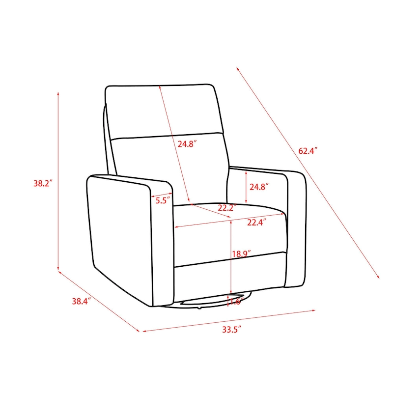Olmas 33.5 W Power Swivel Glider Recliner with USB Charger Set Of 2