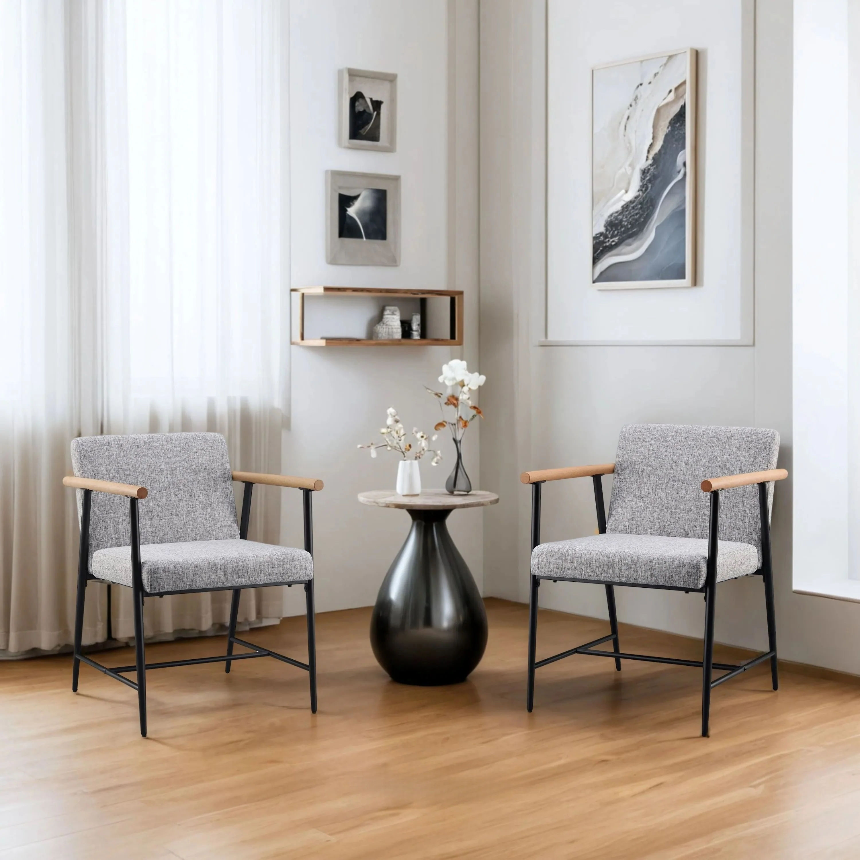 Versatile Set of 2 Modern Accent Chairs ¨C Upholstered Armchairs