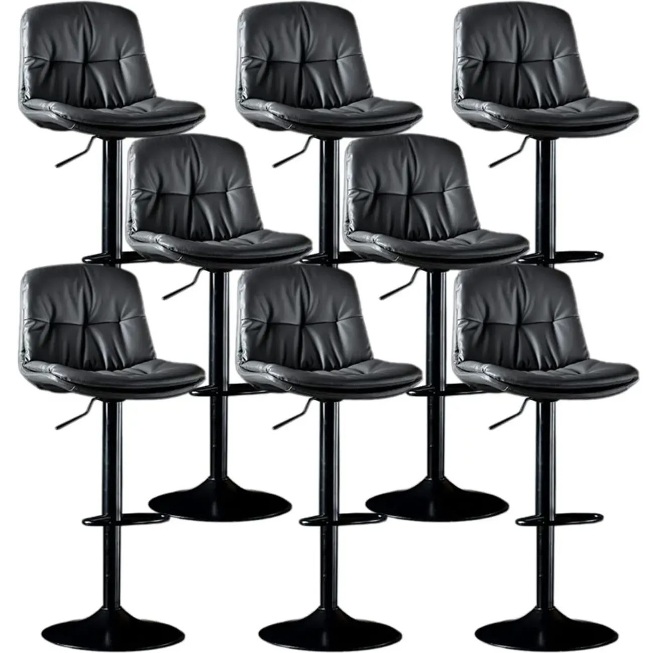 Adjustable Leather Low Back Swivel Bar Stool