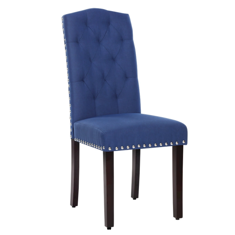 Solid Wood Tufted Dining Chairs, Kitchen Dining Room Chairs with Bronze Nailhead Trim Set of 2