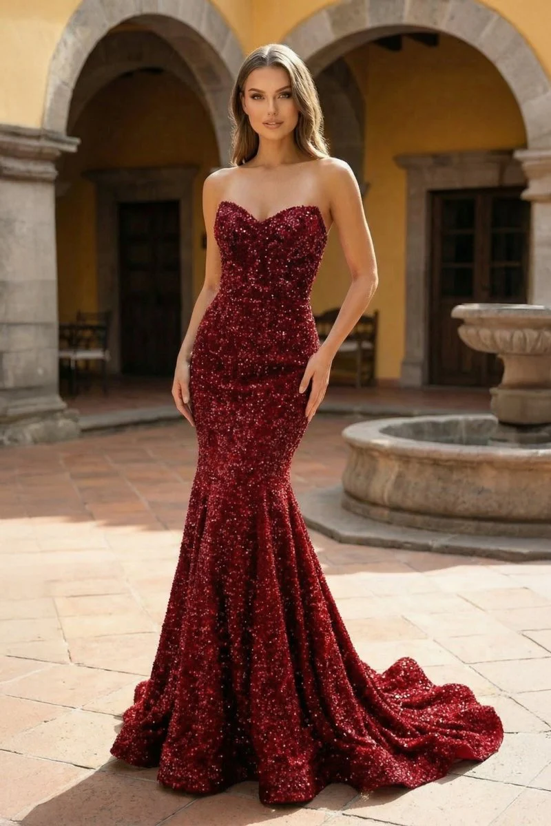 Mermaid Sweetheart Neck Sequins Prom Dress