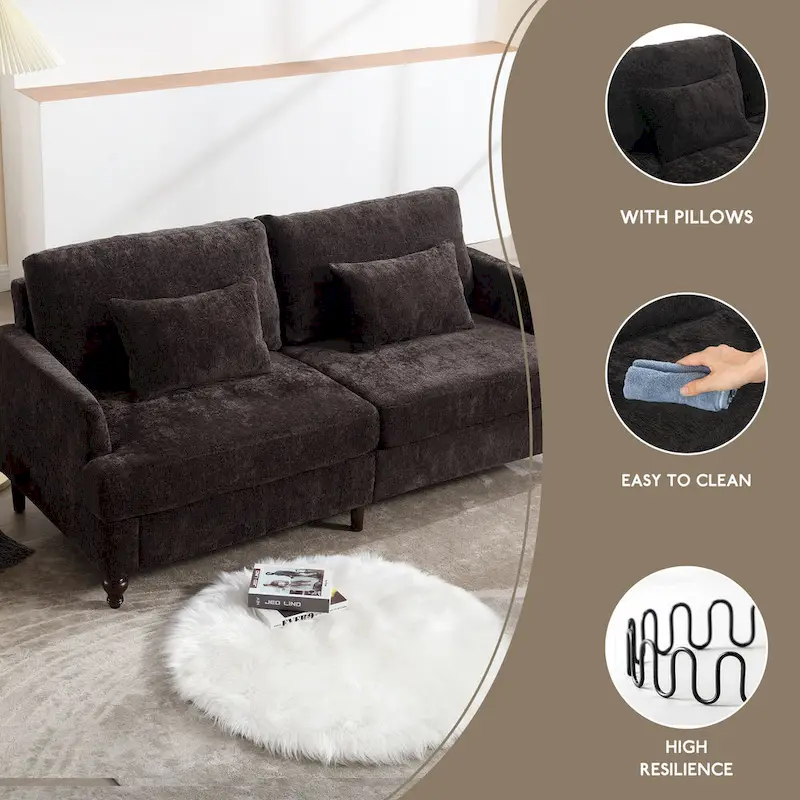 HOMEFUN Modern chenille Fabric Loveseat,2-Seat Upholstered Loveseat Sofa Modern Couch