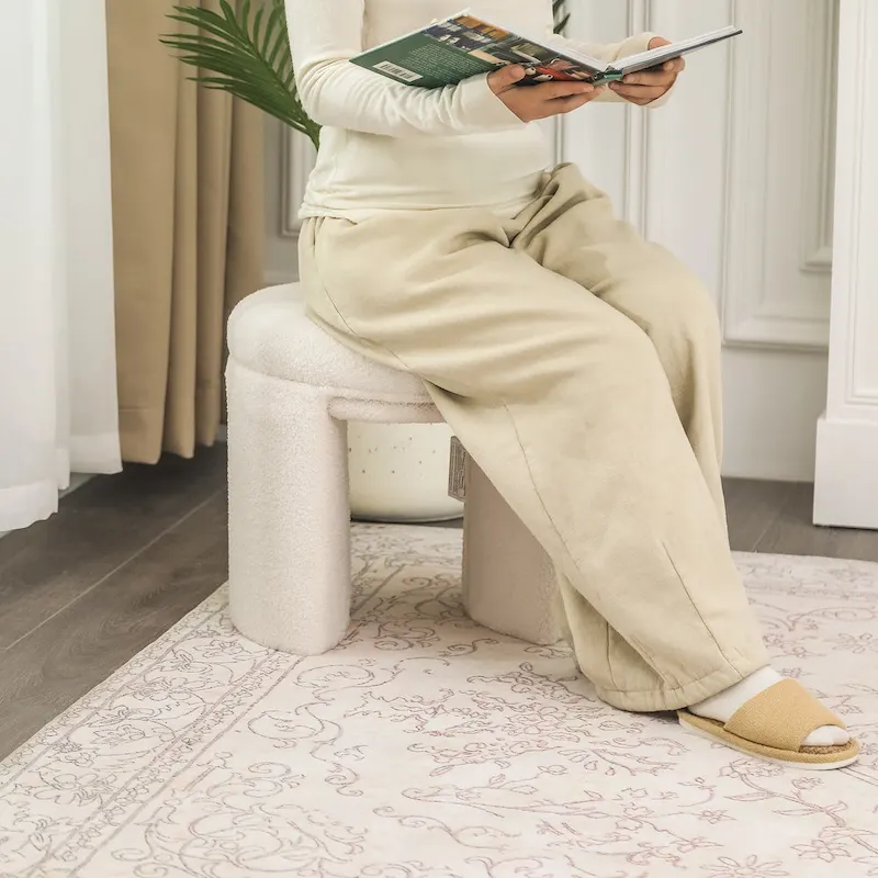 Adeco Ottoman Small Teddy Low Foot Stool Vanity Stool