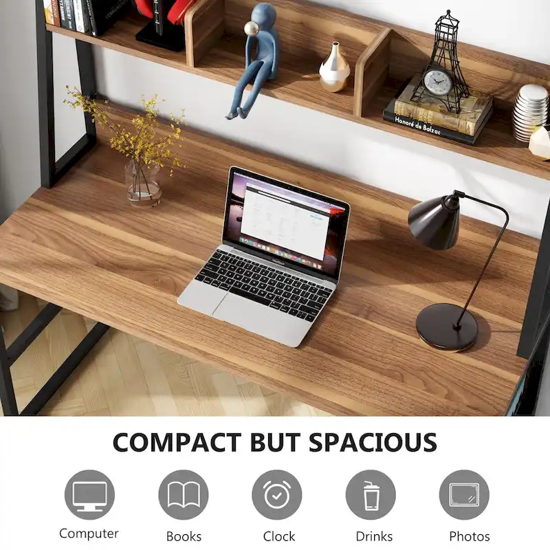 47 Inch Modern Computer Desk with Hutch and Bookshelf