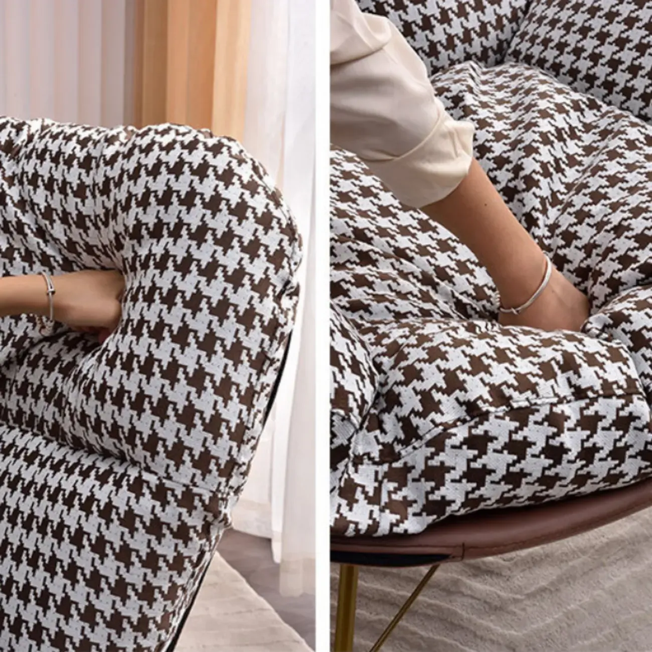 Modern Ergonomic Wingback Rocking Chair with Upholstered