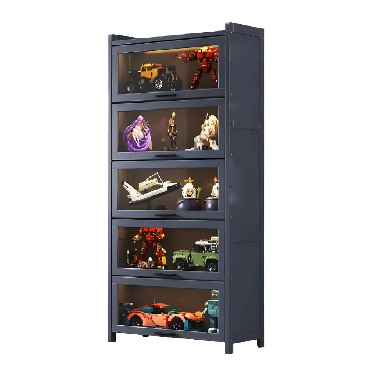 Living Room Modern Gray Bamboo Display Cabinet