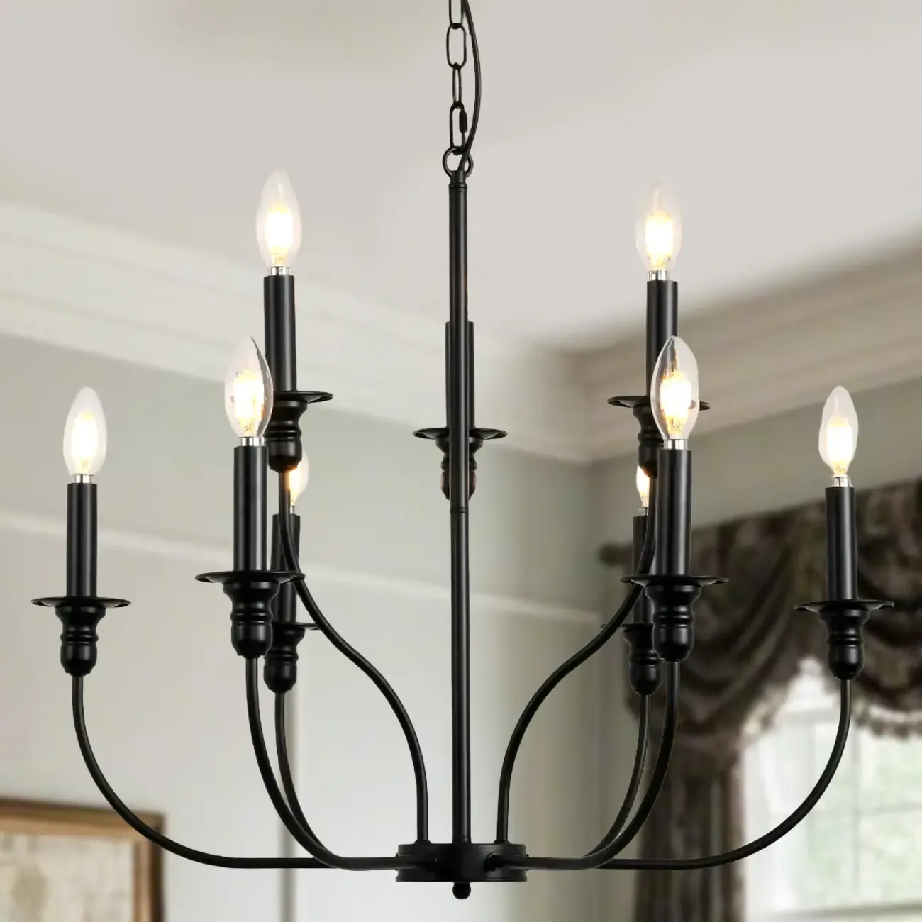 Industrial Black Chandeliers at Home with Adaptable Height
