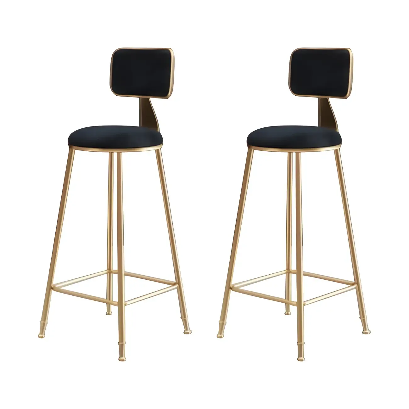 Round Velvet Upholstered Counter Bar Stools