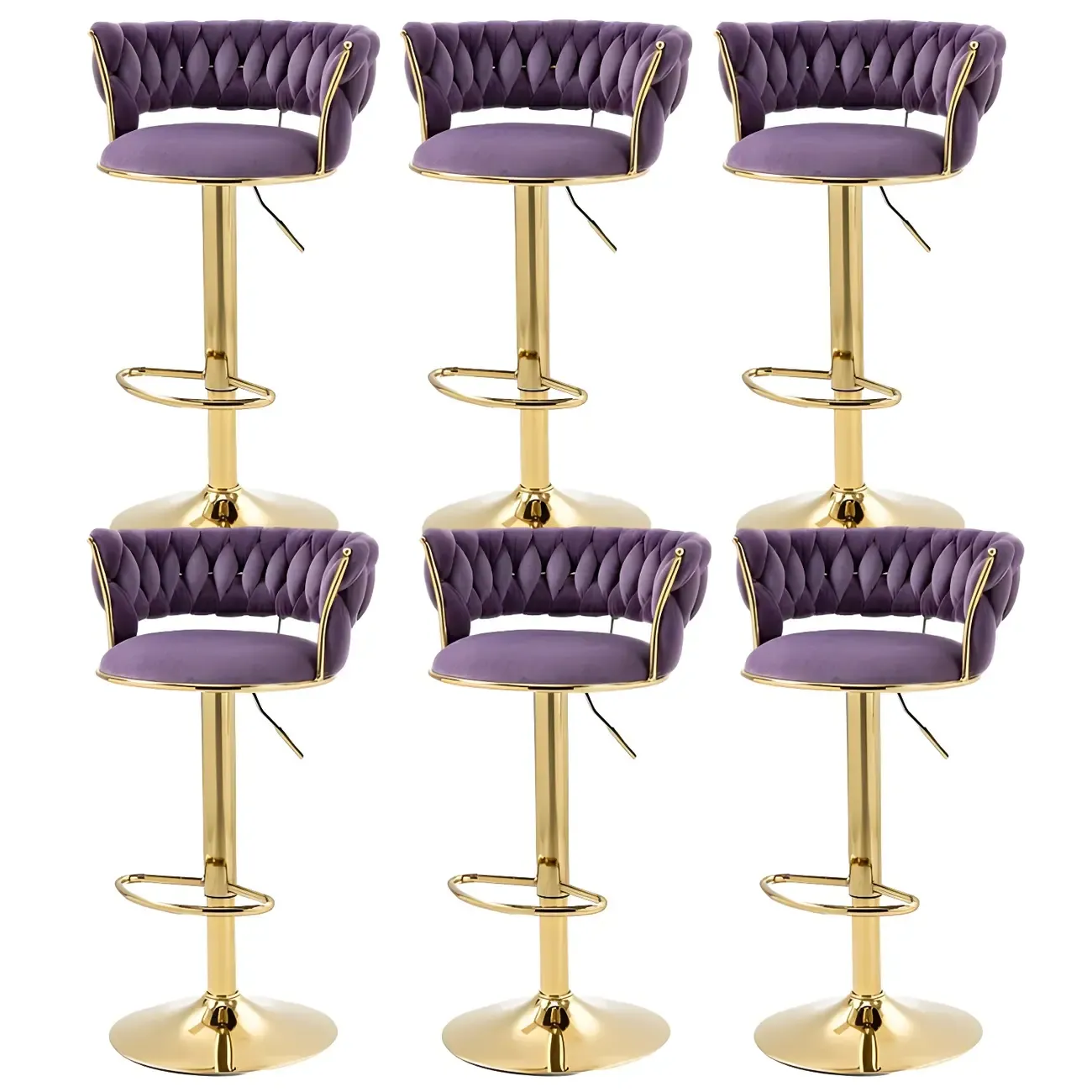 Gold Base Low Back Adjustable Swivel Bar Stool