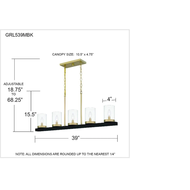 Greeley 5-Light Matte Black Island Light - Matte Black