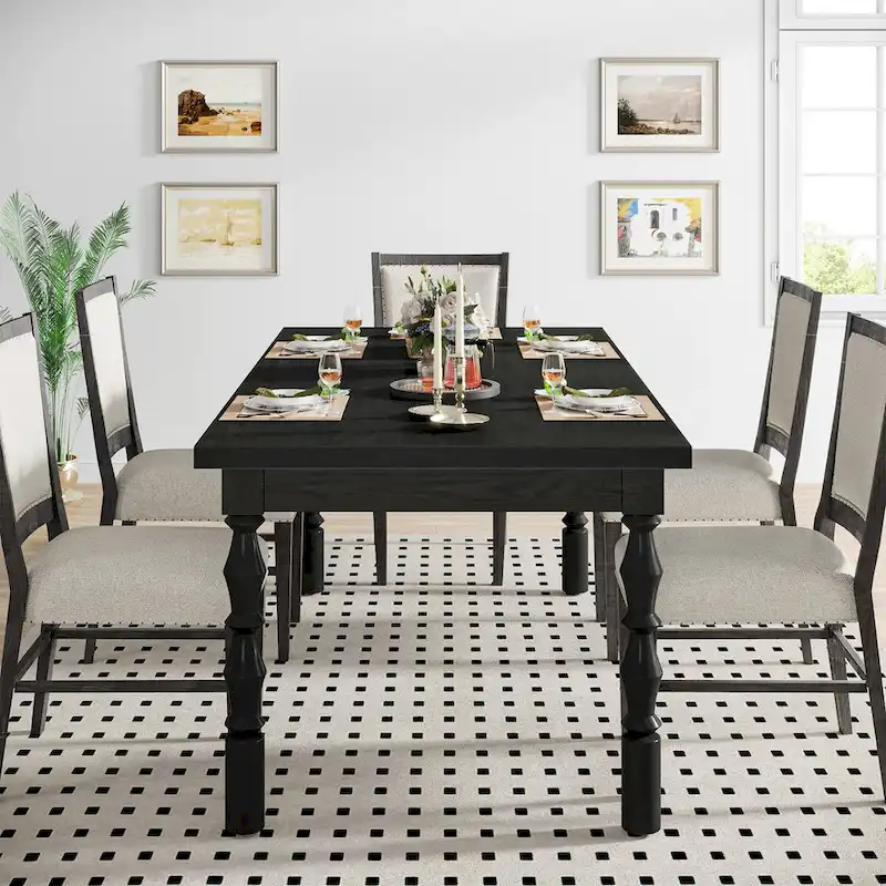 62-Inch Farmhouse Large Rectangle Wood Dining Table