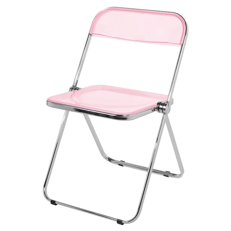 Transparent Acrylic Stackable Folding Dining Chair w/ Metal Frame, Single - 29.1(H) x 18.1(W) x 18.5(D)